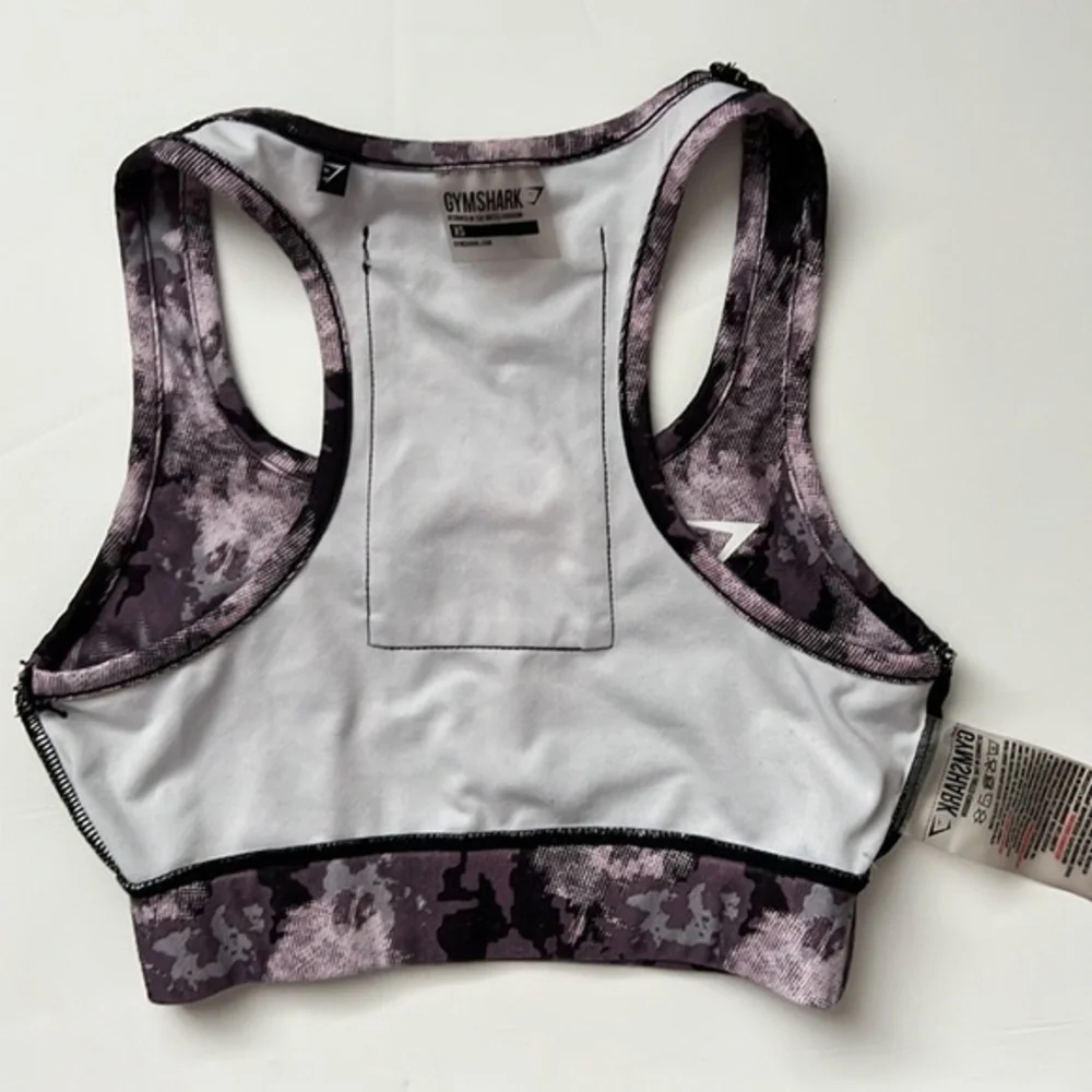 Gymshark  Purple Camo Sport Bra with cell phone‎ pocket XS